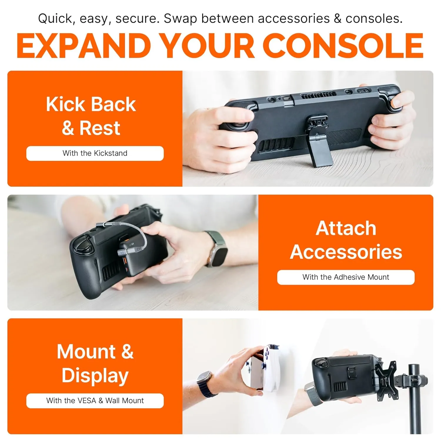 Mechanism Universal 7-in-1 Bundle | Kickstand, Battery, SSD, VESA & Wall Mounting Kit | Mount Anything to a Console & It to Anything | Lenovo Legion Go Accessories & Nintendo Switch Lite Accessories