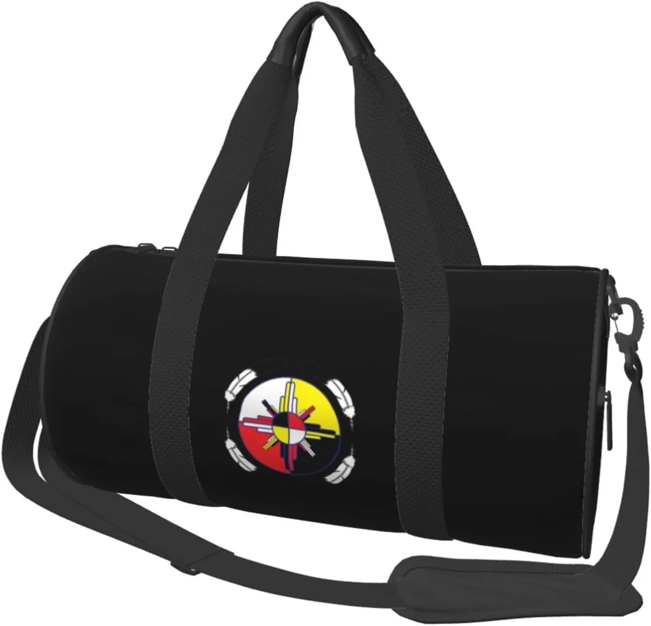 Medicine Wheel Native Americans Convertible Garment Bag with Shoulder Strap, Carry on Garment Duffel Bag for Men Women - Rolling Foldable for Travel Luggage Bags (Black)