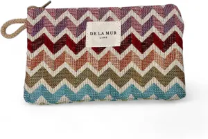 Medium Chevron Travel Size Toiletries Makeup Pouch – Travel Cosmetic Bag, Toiletry Organizer & Coin Purse for Women, Perfect Gifts for Her, Zipper Makeup Bag, Made in Barcelona, Spain