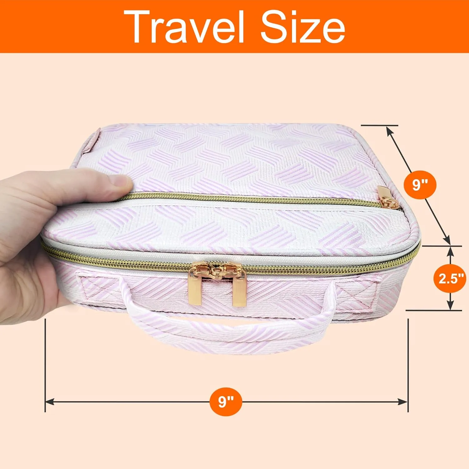 Medium Pill Bottle Organizer, Medicine Bag, Case, Carrier for Medications, Vitamins, and Medical Supplies - Travel Medicine Organizer Home Storage Med Bag - Jacquard Pink (Without Lock)