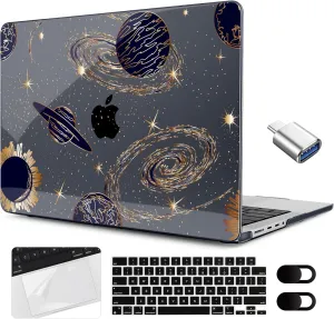 MEEgoodo Case for M4 MacBook Pro 16 inch Case 2024 2023 2021 (A3403/A3186/A2991/A2780/A2485) M3 M2 M1 Pro/Max Chip, Laptop Hard Shell Cases with Keyboard Cover & Trackpad Film, Planets & Galaxies