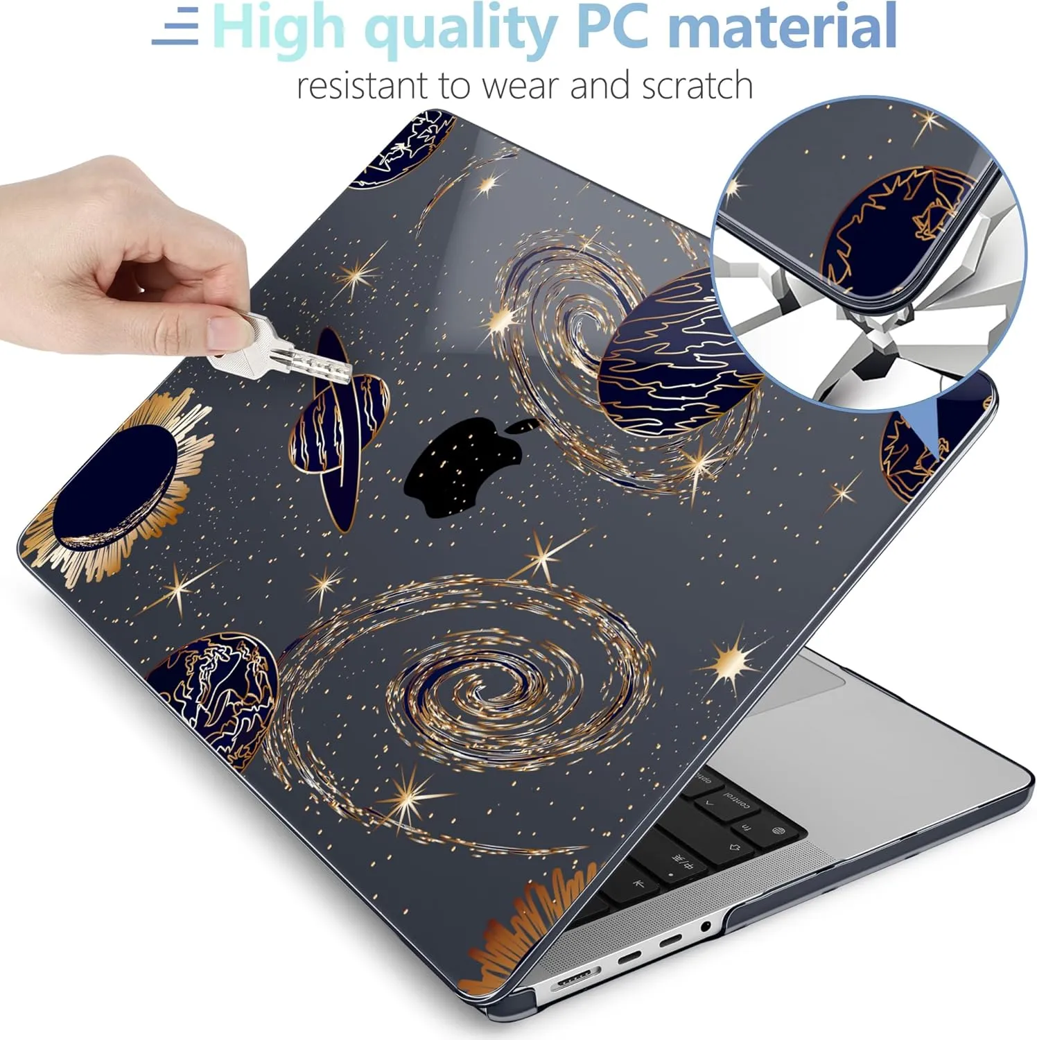 MEEgoodo Case for M4 MacBook Pro 16 inch Case 2024 2023 2021 (A3403/A3186/A2991/A2780/A2485) M3 M2 M1 Pro/Max Chip, Laptop Hard Shell Cases with Keyboard Cover & Trackpad Film, Planets & Galaxies