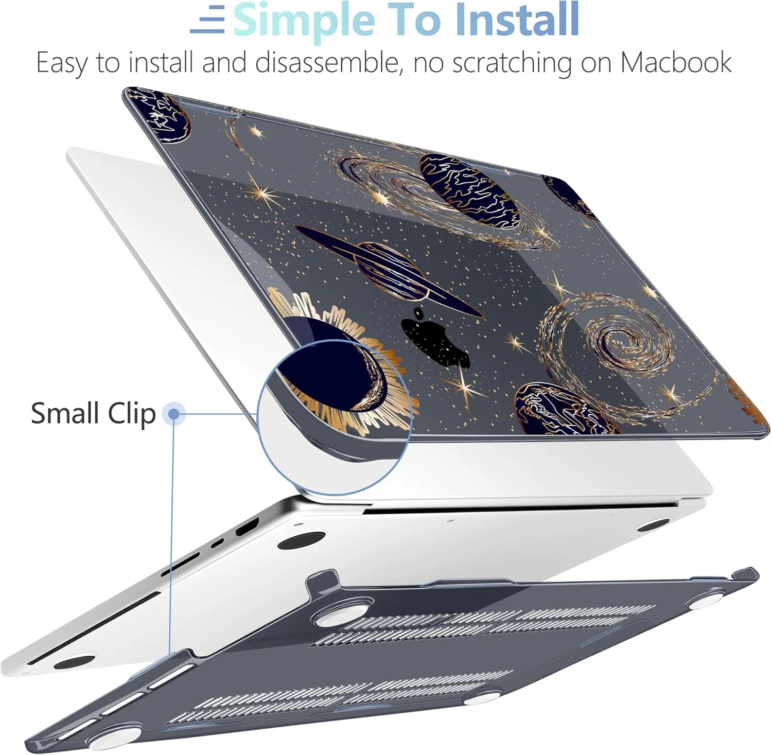 MEEgoodo Case for M4 MacBook Pro 16 inch Case 2024 2023 2021 (A3403/A3186/A2991/A2780/A2485) M3 M2 M1 Pro/Max Chip, Laptop Hard Shell Cases with Keyboard Cover & Trackpad Film, Planets & Galaxies