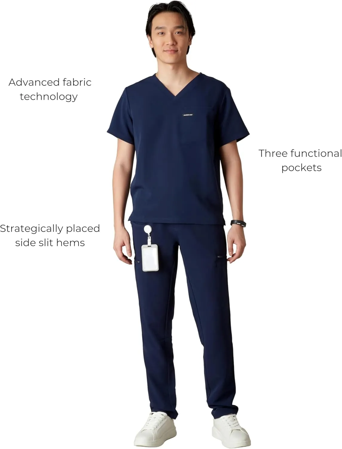 Members Only Brighton V-Neck Mens Scrubs Top with Pockets | Medical Scrubs for Men | Hospital Uniform | Stretch Fabric