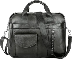 Men's Briefcase Men's Leather Briefcase Leather Crossbody Business Shoulder Bag for Work Office Travel
