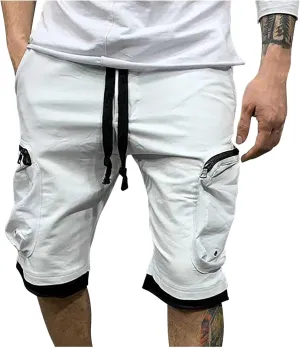Men's Cargo Shorts Multi-Pockets Casual Work Shorts Solid Color Lightweight Hiking Shorts for Camping Hiking