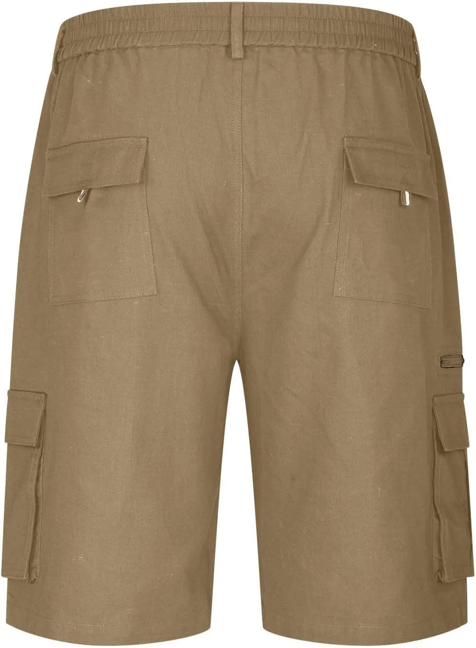 Men's Fashion Button Zipper Cropped Pants Casual Shorts High Elastic Waist Multi-Pocket Straight Leg Comfy Leggings