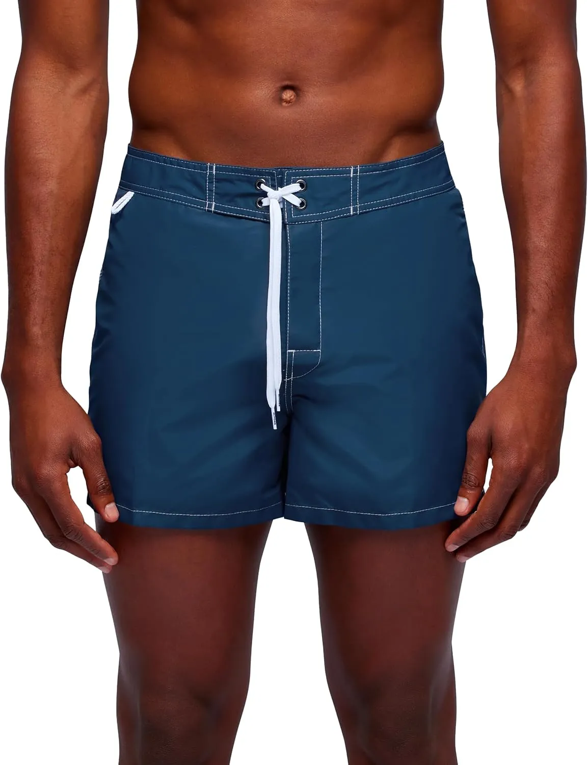 Mens Fixed Waist Boardshort, Swim Trunks 14" Length 3" Inseam