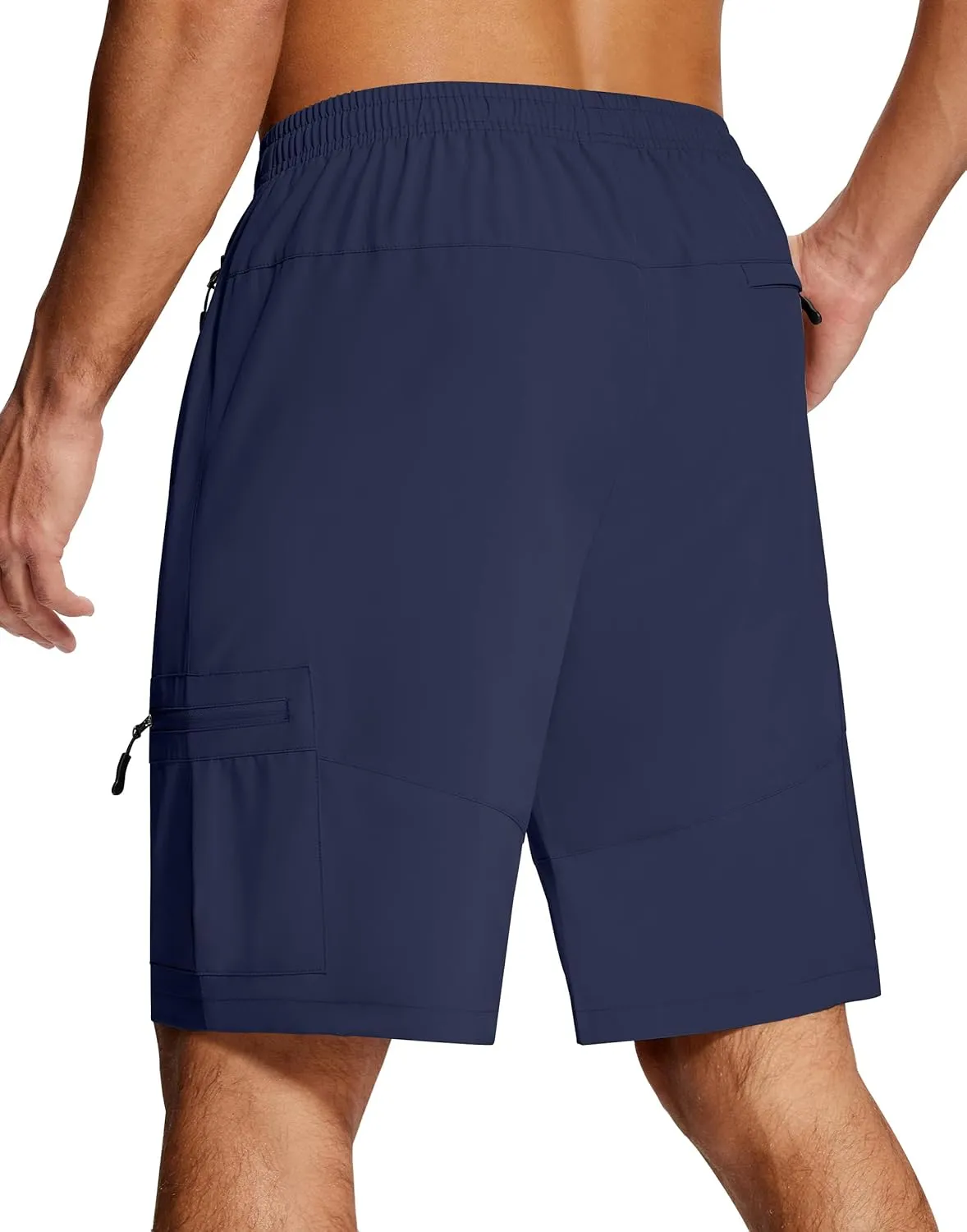 Mens Hiking Cargo Shorts 9 Inch with Zipper Pockets Quick Dry Stretch Lightweight Drawstring for Outdoor Fishing