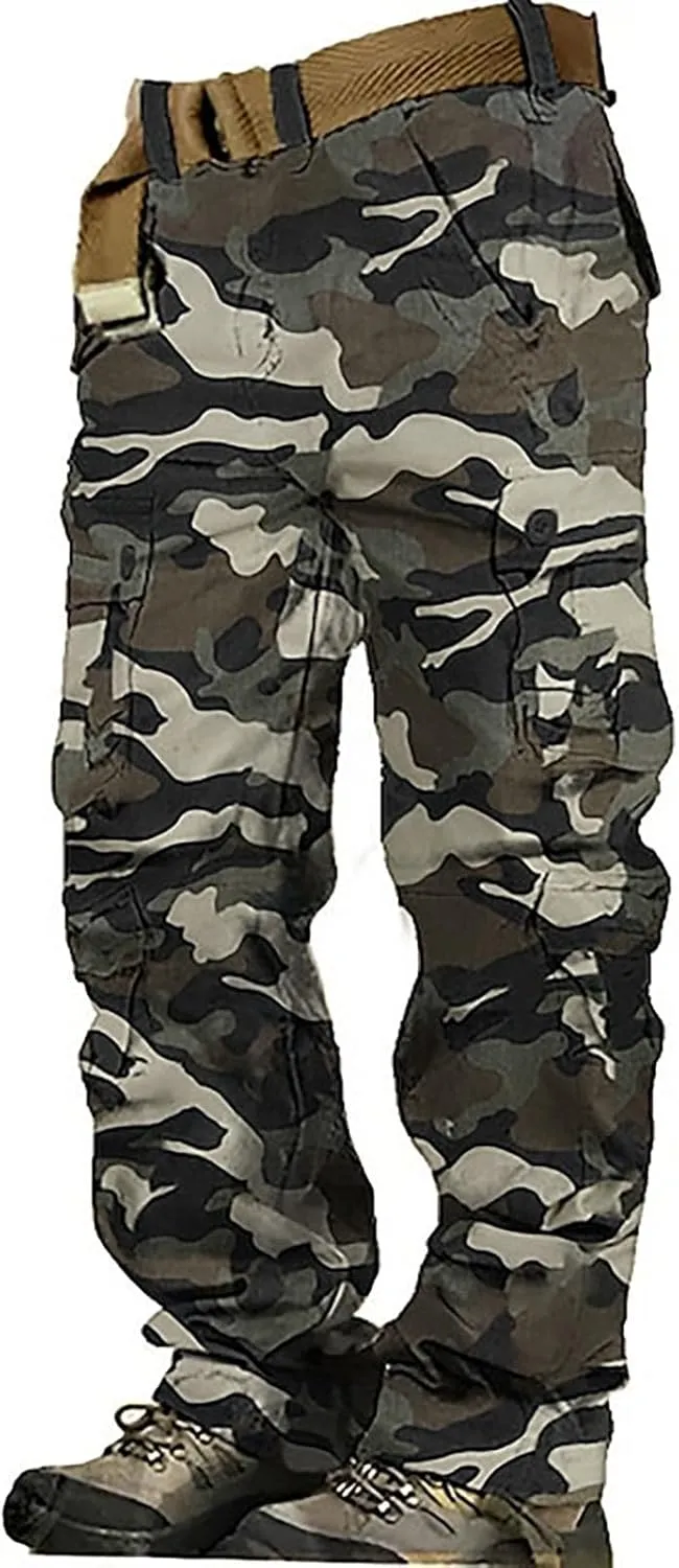 Mens Hiking Pants Cargo Trousers Hiking Pants 8 Pocket Plain Comfort Breathable Outdoor Daily Going Out Baggy Pants