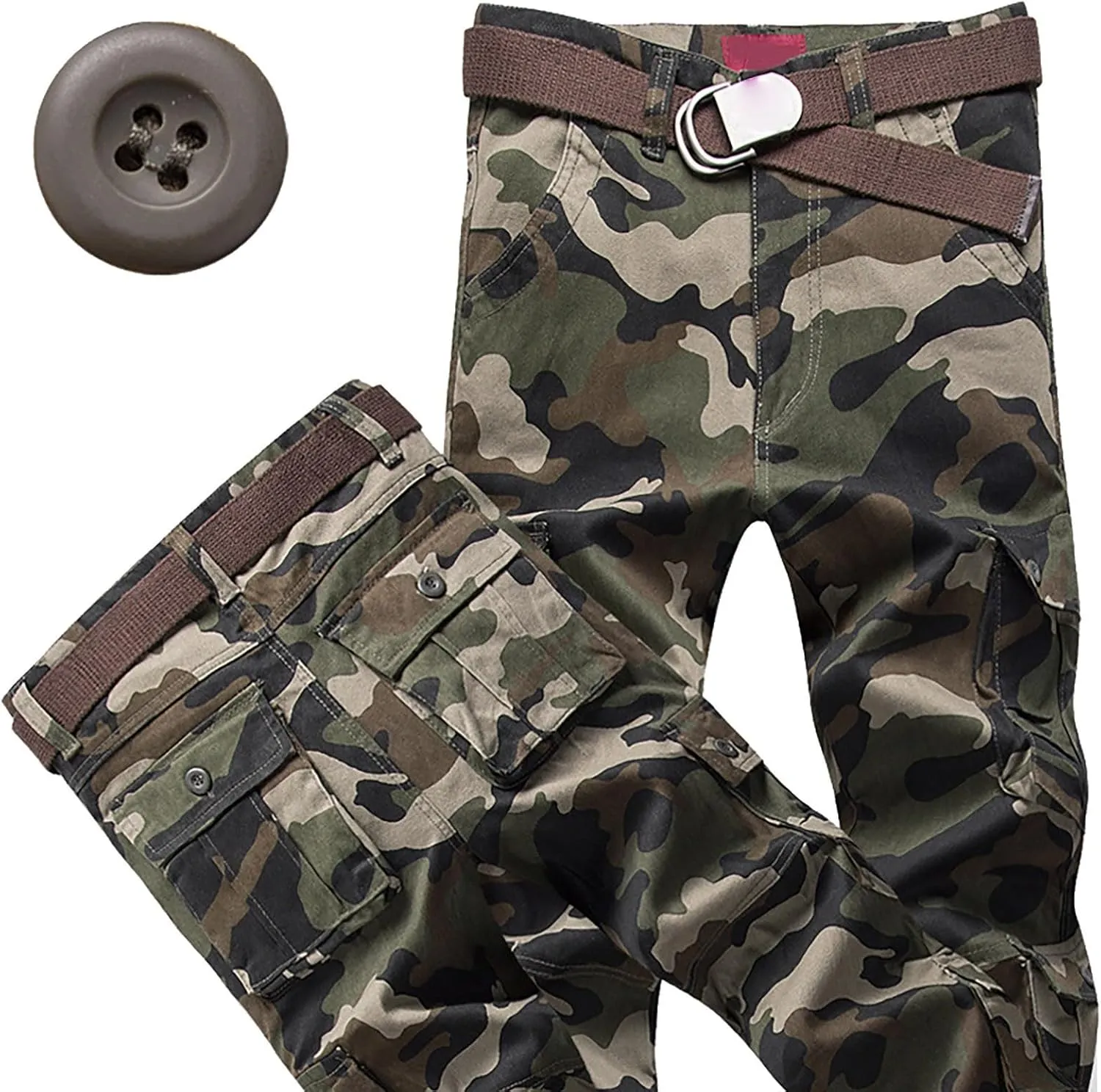 Mens Hiking Pants Cargo Trousers Hiking Pants 8 Pocket Plain Comfort Breathable Outdoor Daily Going Out Baggy Pants
