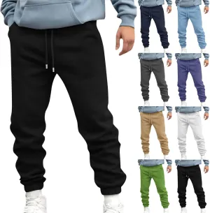Mens Joggers Sweatpants Slim Fit Workout Training Plain Drawstring Elastic Waist Jogger Pants Cinch Bottom Pants