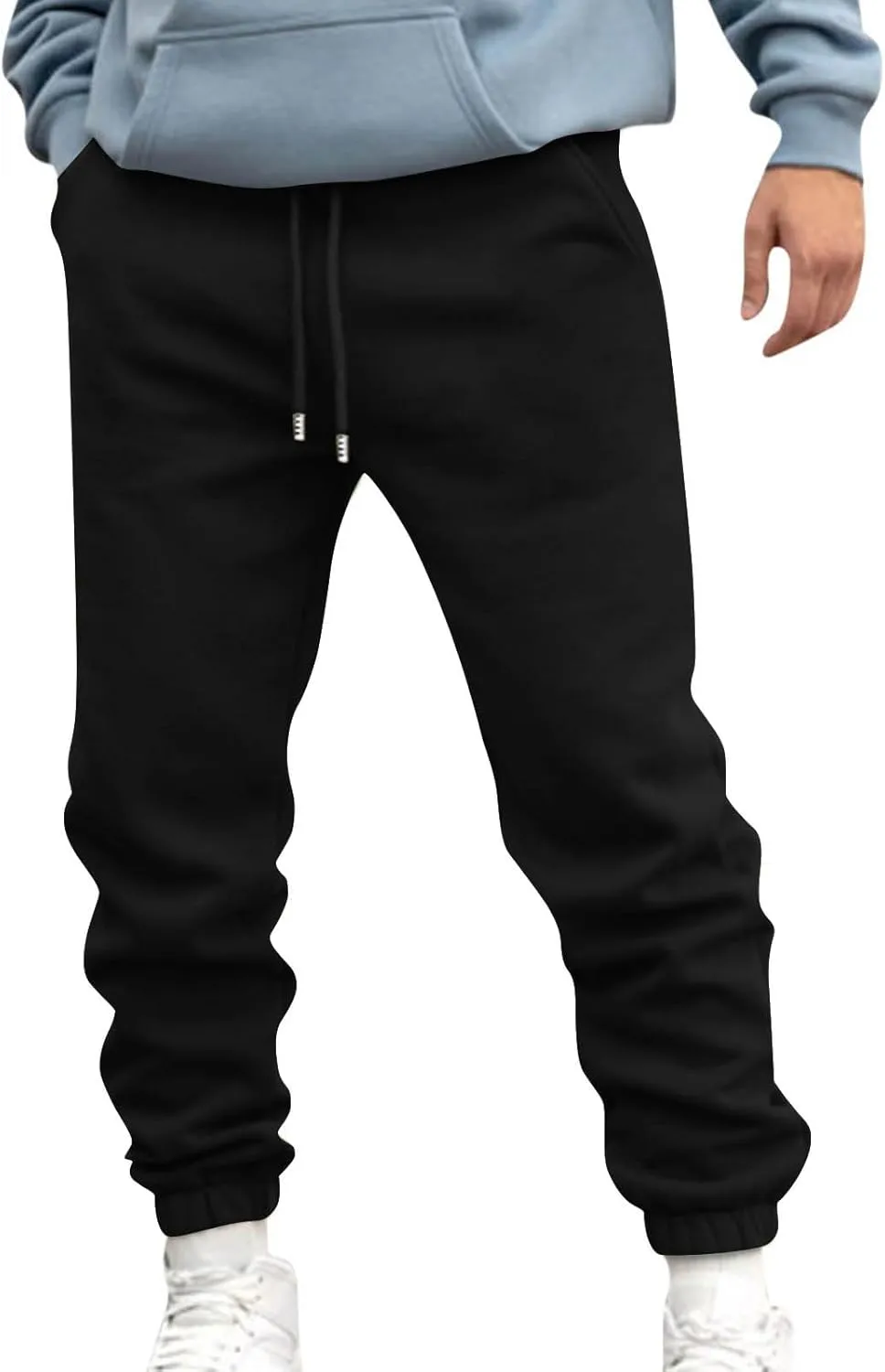 Mens Joggers Sweatpants Slim Fit Workout Training Plain Drawstring Elastic Waist Jogger Pants Cinch Bottom Pants