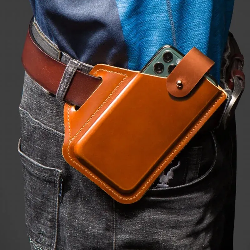 Men's Leather 6.3inch Phone Case Wallet Belt Bag Waist Bag