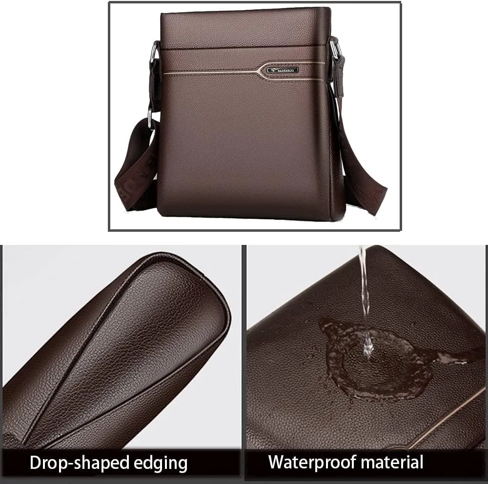 Men's Leather Shoulder Bag, Men Purse Messenger Bag Business Shoulder Bag Crossbody Briefcase