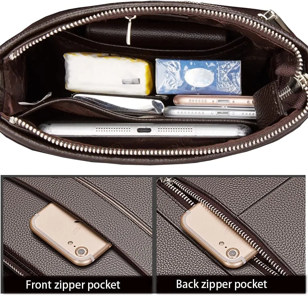 Men's Leather Shoulder Bag, Men Purse Messenger Bag Business Shoulder Bag Crossbody Briefcase
