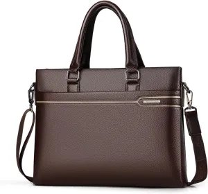 Men's Leather Shoulder Bag Men Purse Messenger Bag Crossbody Briefcase for 14'' Laptop