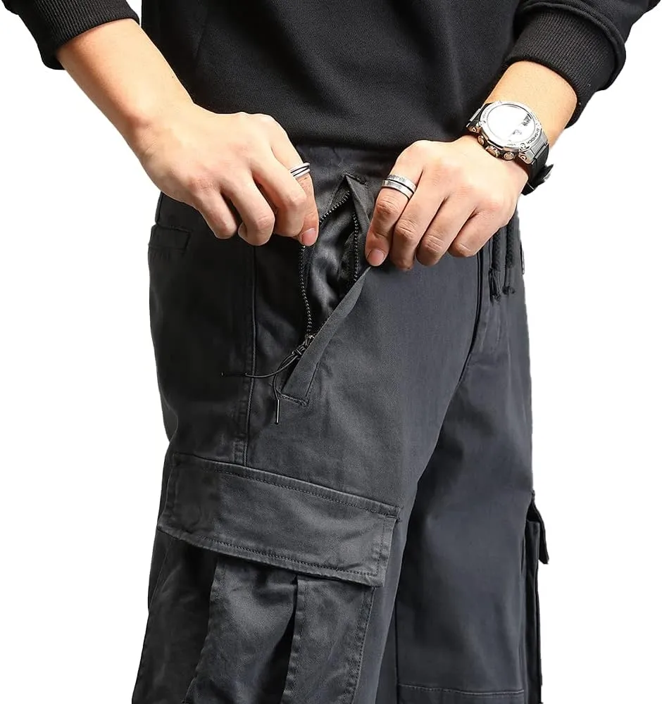 Men's Military Cargo Pants Relaxed Fit Tactical Army Pants for Men Drawstring Lightweight Joggers with Poctets