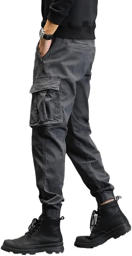 Men's Military Cargo Pants Relaxed Fit Tactical Army Pants for Men Drawstring Lightweight Joggers with Poctets