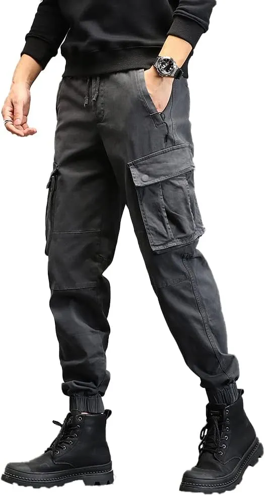 Men's Military Cargo Pants Relaxed Fit Tactical Army Pants for Men Drawstring Lightweight Joggers with Poctets