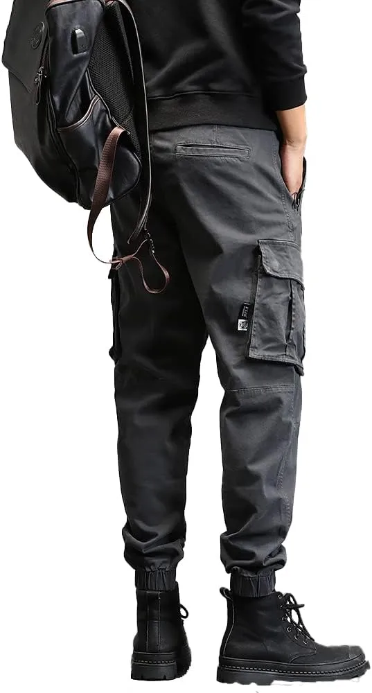 Men's Military Cargo Pants Relaxed Fit Tactical Army Pants for Men Drawstring Lightweight Joggers with Poctets