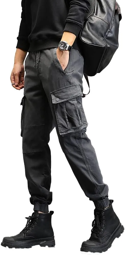 Men's Military Cargo Pants Relaxed Fit Tactical Army Pants for Men Drawstring Lightweight Joggers with Poctets