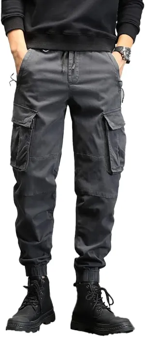Men's Military Cargo Pants Relaxed Fit Tactical Army Pants for Men Drawstring Lightweight Joggers with Poctets