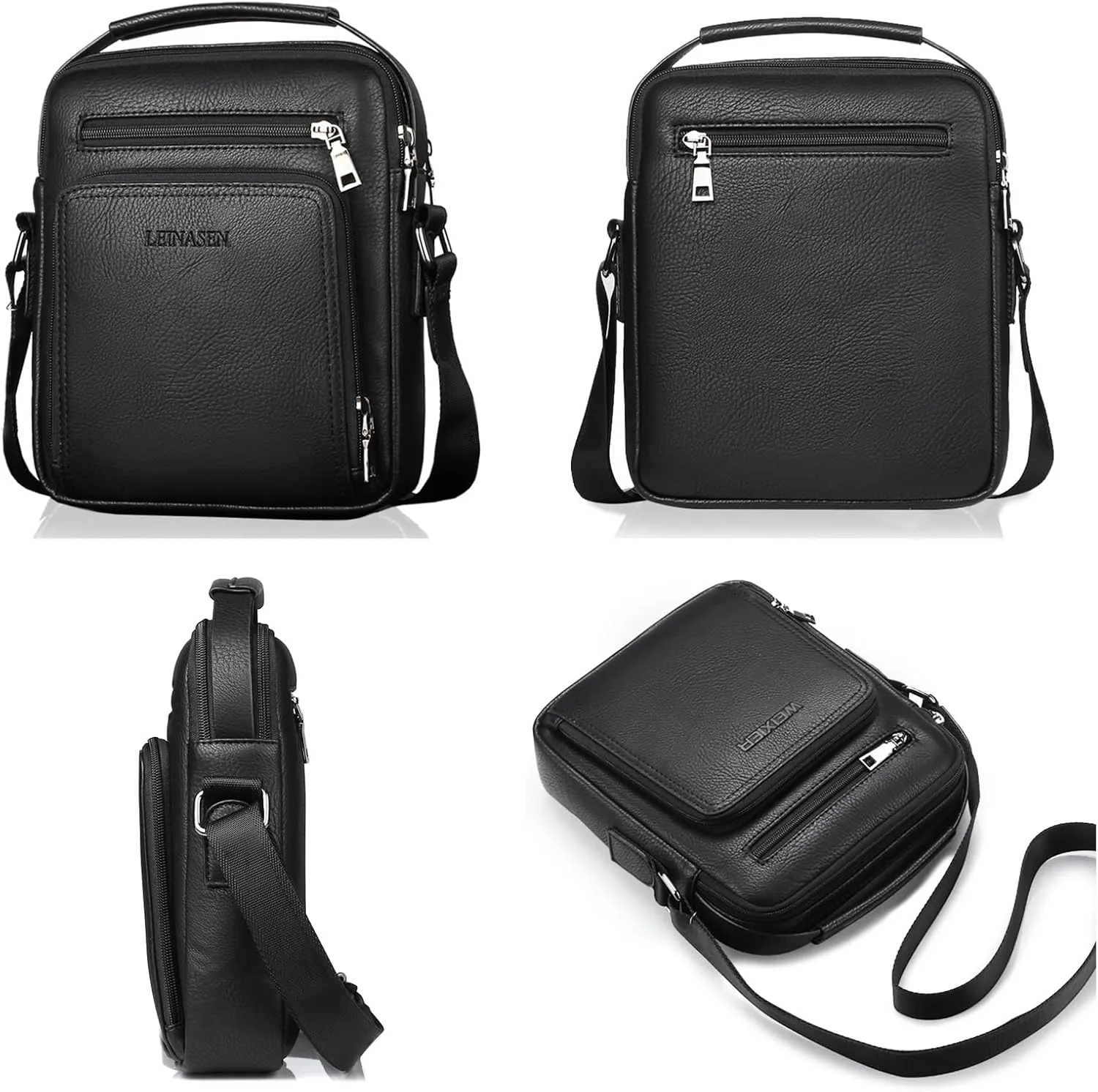 Mens Shoulder Bags Crossbody,Leather Sling Bag for Men Adjustable Small Messenger Bag Travel Business Handbag