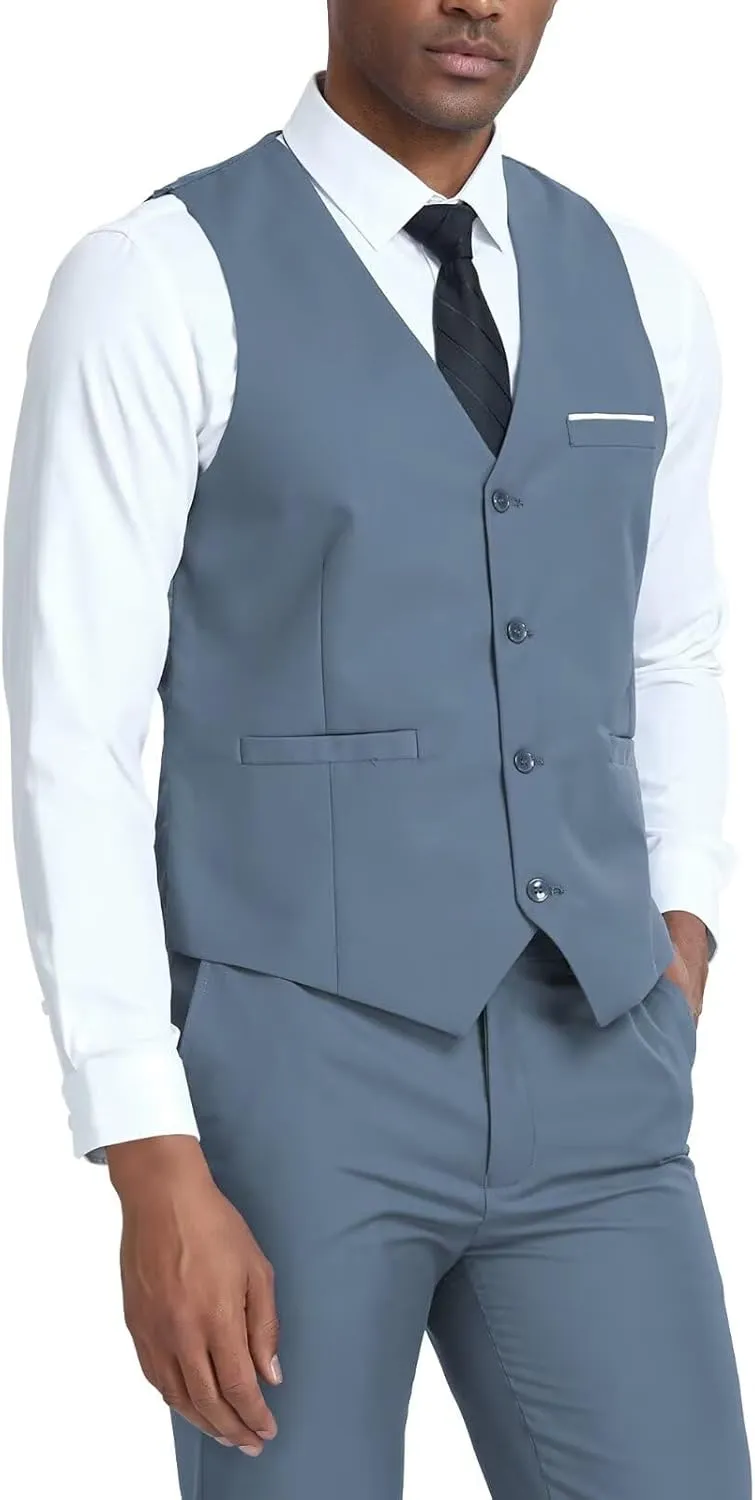 Men's Suit Slim Fit 2 Pieces Suits Set Grooms Tuxedos Business Wedding Prom Party Suit Vest and Pants