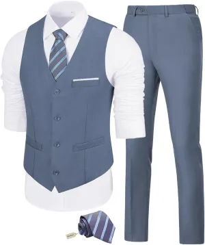 Men's Suit Slim Fit 2 Pieces Suits Set Grooms Tuxedos Business Wedding Prom Party Suit Vest and Pants