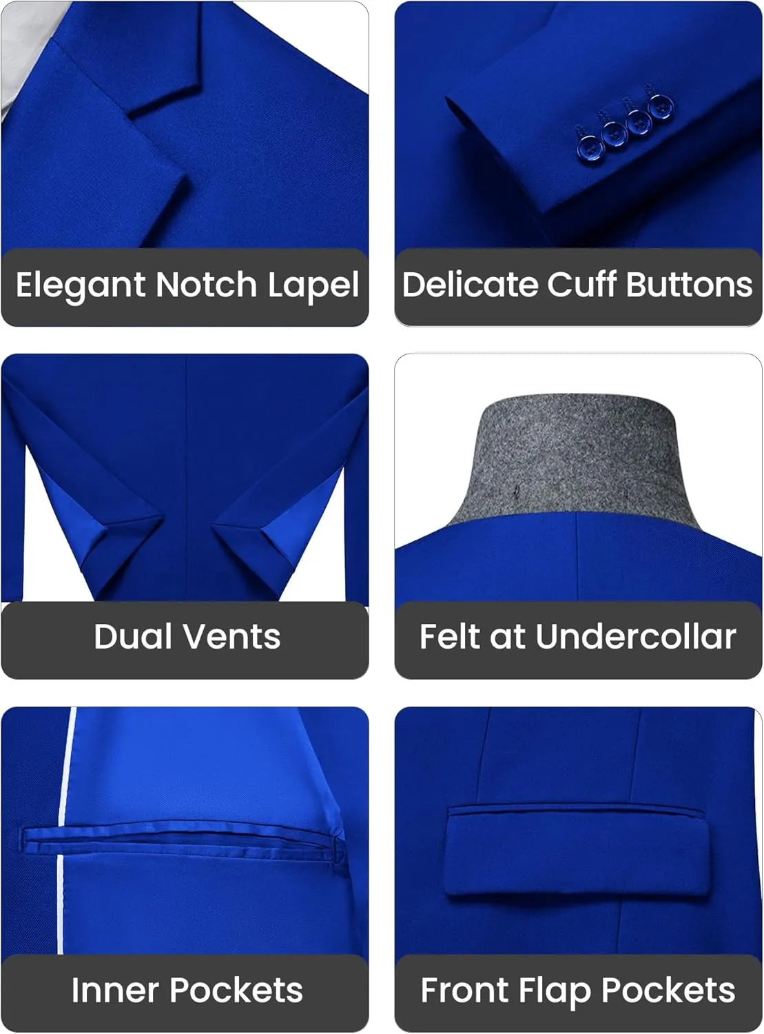Mens Suit Tuxedo Set Slim Fit Suits 3 Piece One Button Prom Wedding Blazer Vest Pants with Bow Tie