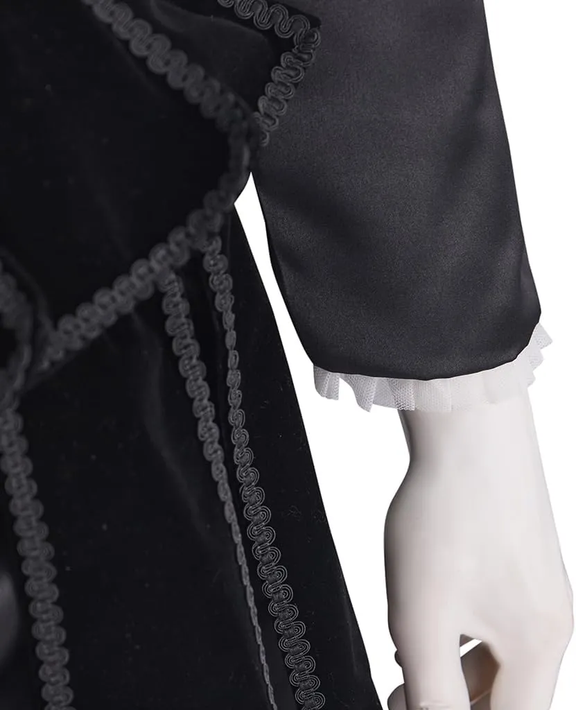 Men's Tudor Elizabethan Cosplay Costume Medieval Renaissance Black Outfit Prince Tudor King Suit
