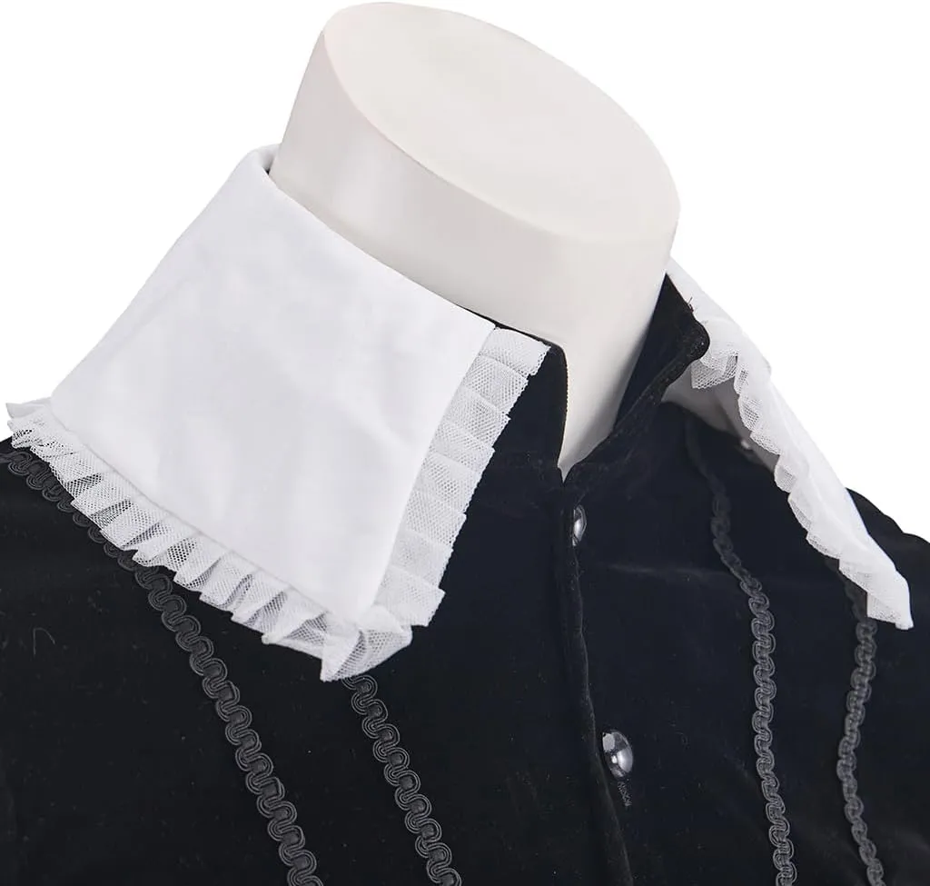 Men's Tudor Elizabethan Cosplay Costume Medieval Renaissance Black Outfit Prince Tudor King Suit