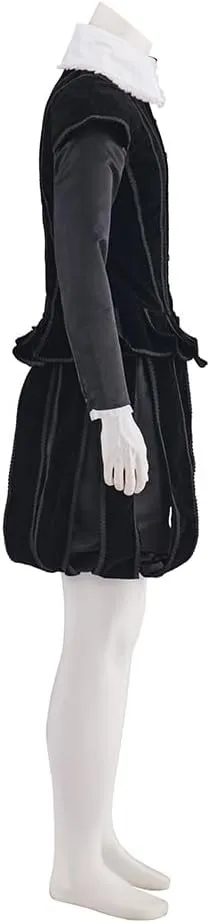 Men's Tudor Elizabethan Cosplay Costume Medieval Renaissance Black Outfit Prince Tudor King Suit