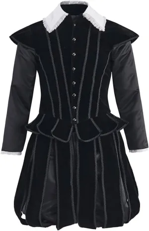 Men's Tudor Elizabethan Cosplay Costume Medieval Renaissance Black Outfit Prince Tudor King Suit