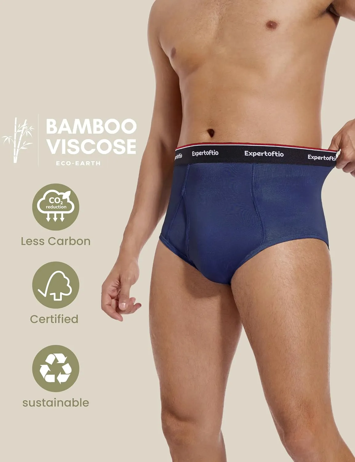 Men's Underwear Briefs Viscose from Bamboo Full Rise, Moisture Wicking Tagless Underwear for Men Pack Comfort Fly