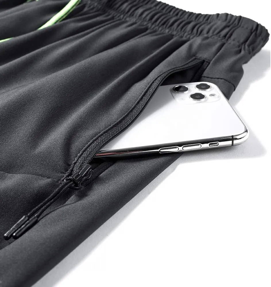 Men's Workout Running Shorts Sports Fitness Gym Training Quick Dry Athletic Performance Shorts with Zip Pockets