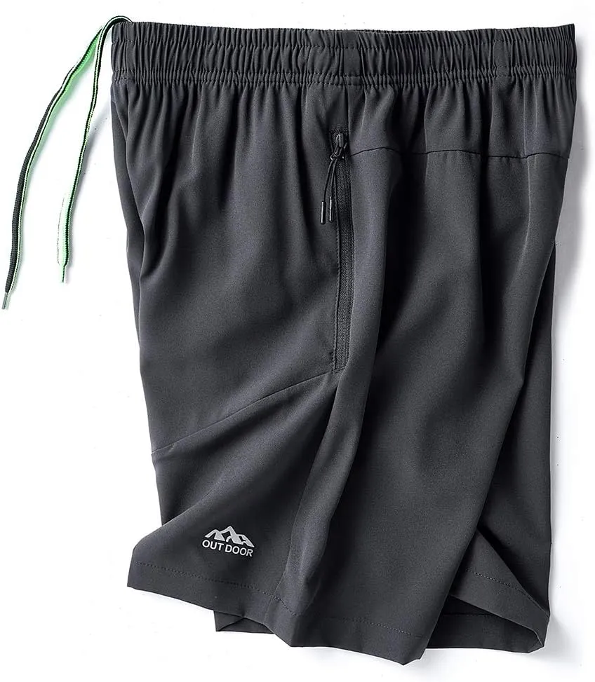 Men's Workout Running Shorts Sports Fitness Gym Training Quick Dry Athletic Performance Shorts with Zip Pockets