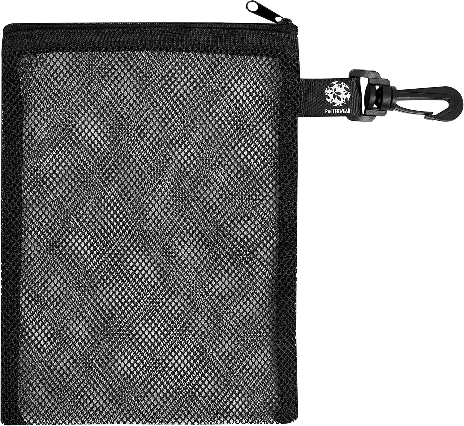 Mesh Zipper Bag with Clip - For Trekking Outdoor Sailing - Set of 4 (Black, 6 x 8 inch)