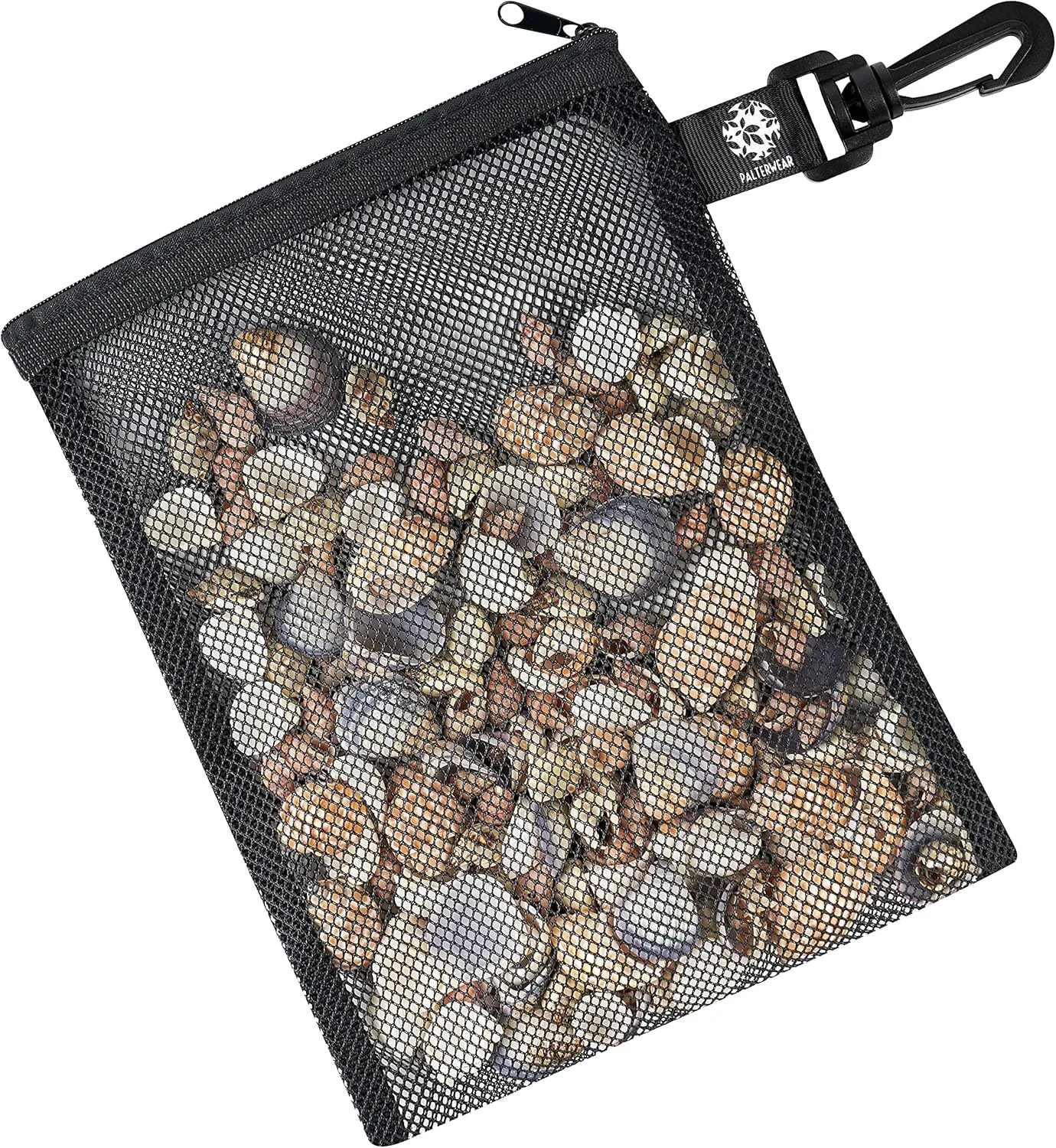 Mesh Zipper Bag with Clip - For Trekking Outdoor Sailing - Set of 4 (Black, 6 x 8 inch)