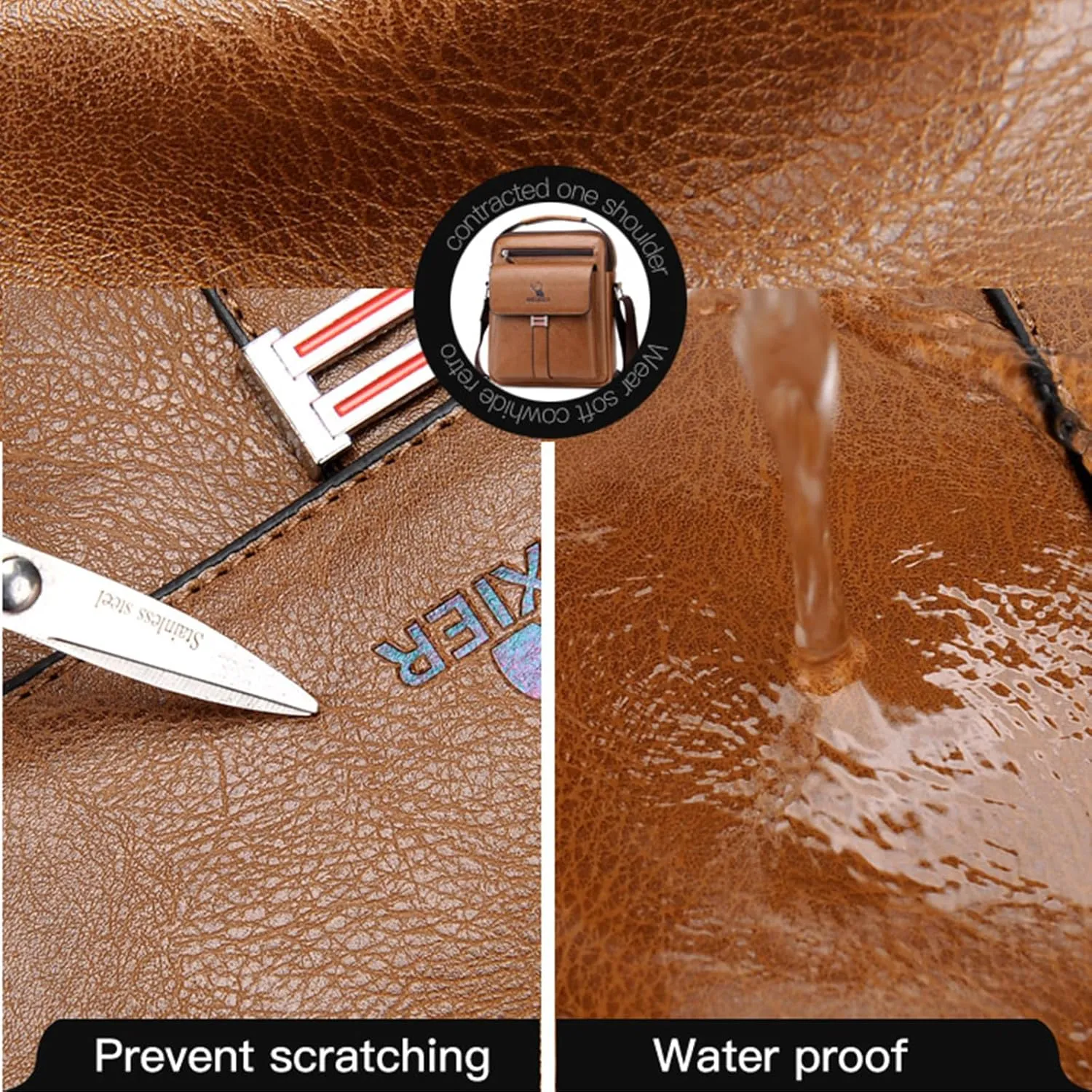 Messenger Bag for Men Crossbody Shoulder Purse Small Vintage PU Leather Satchel Pouch Side Crossover Handbag