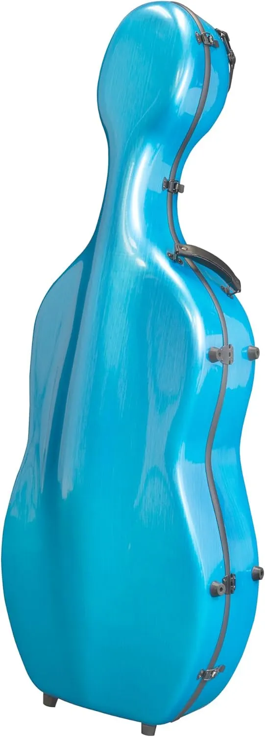 MI&VI Forte Series Hard Cello Case (Full Size) with Wheels — Polycarbonate Tough Shell Case for 4/4 Sized Cellos (Blue)