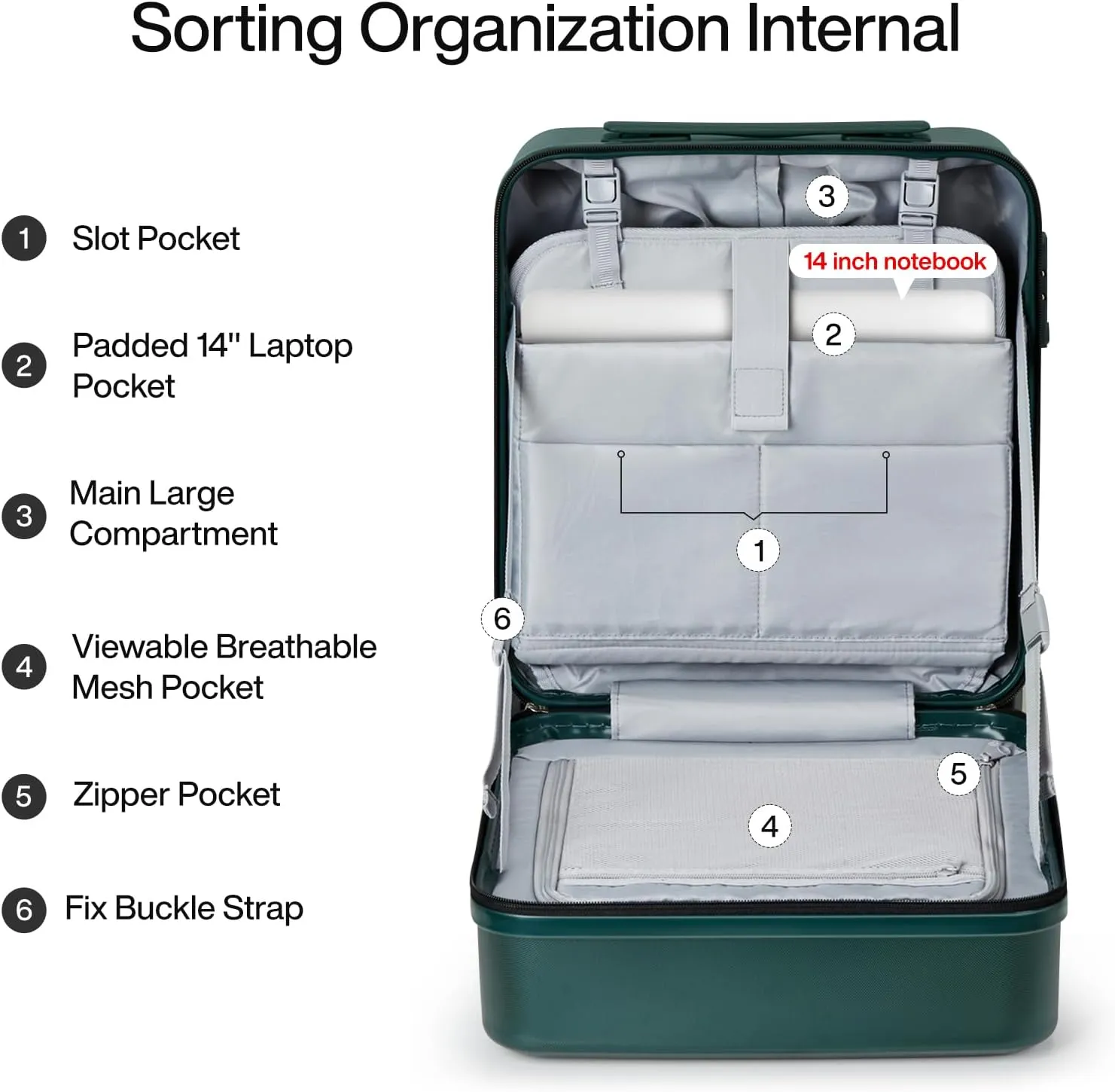 MILADA 16 Inch Underseat Carry On Luggage With Wheels Underseat Carry On Bag Small Suitcase Personal Item Hard Shell Suitcases Mini TSA Approved Carry On Luggage, Blackish Green