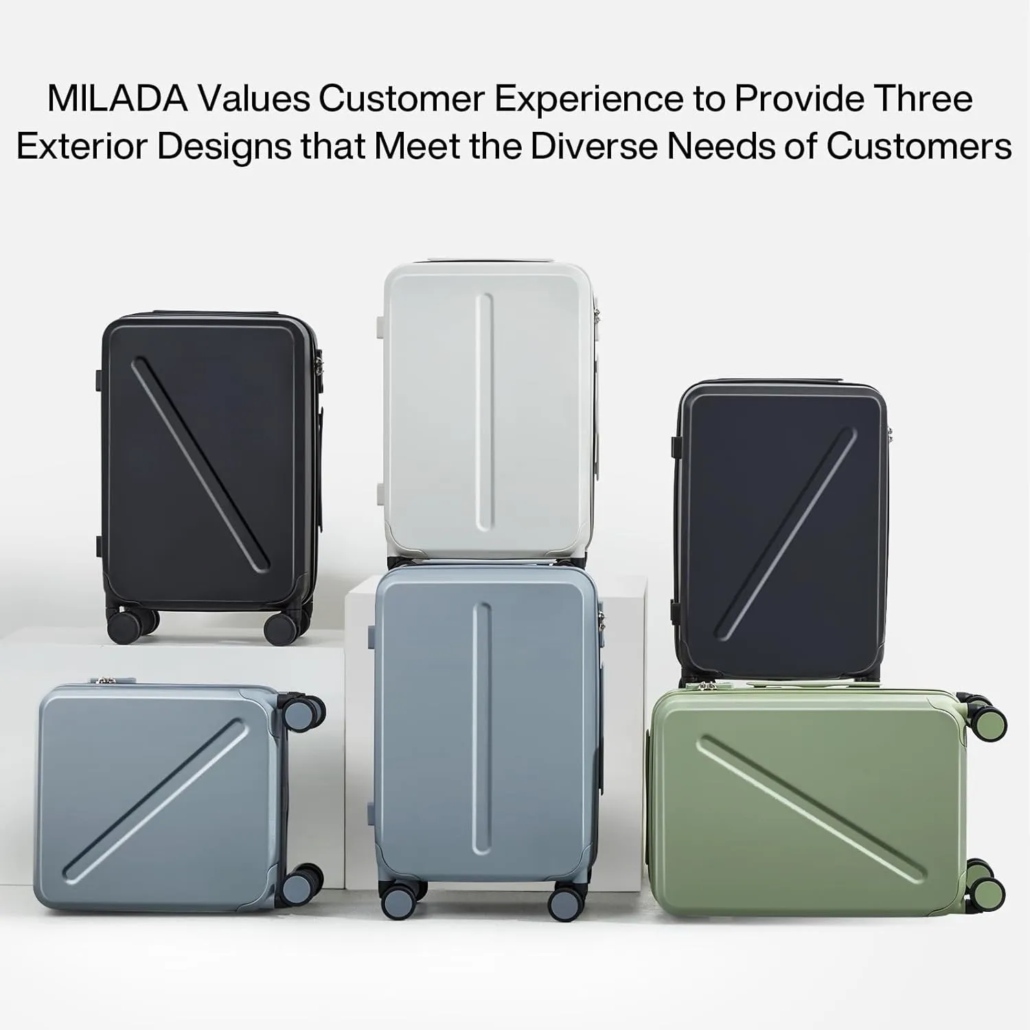 MILADA 16 Inch Underseat Carry On Luggage With Wheels Underseat Carry On Bag Small Suitcase Personal Item Hard Shell Suitcases Mini TSA Approved Carry On Luggage, Blackish Green