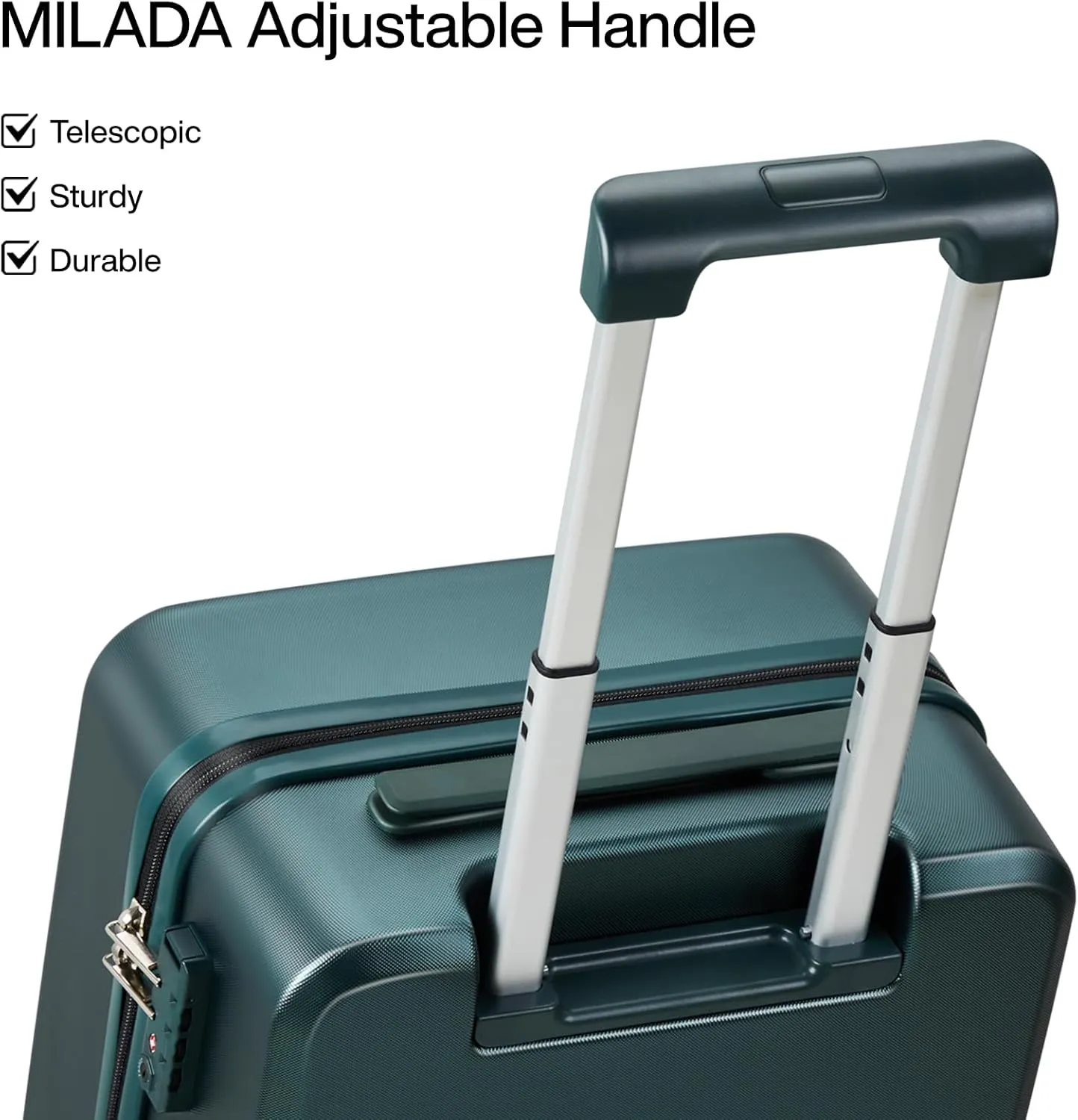 MILADA 16 Inch Underseat Carry On Luggage With Wheels Underseat Carry On Bag Small Suitcase Personal Item Hard Shell Suitcases Mini TSA Approved Carry On Luggage, Blackish Green
