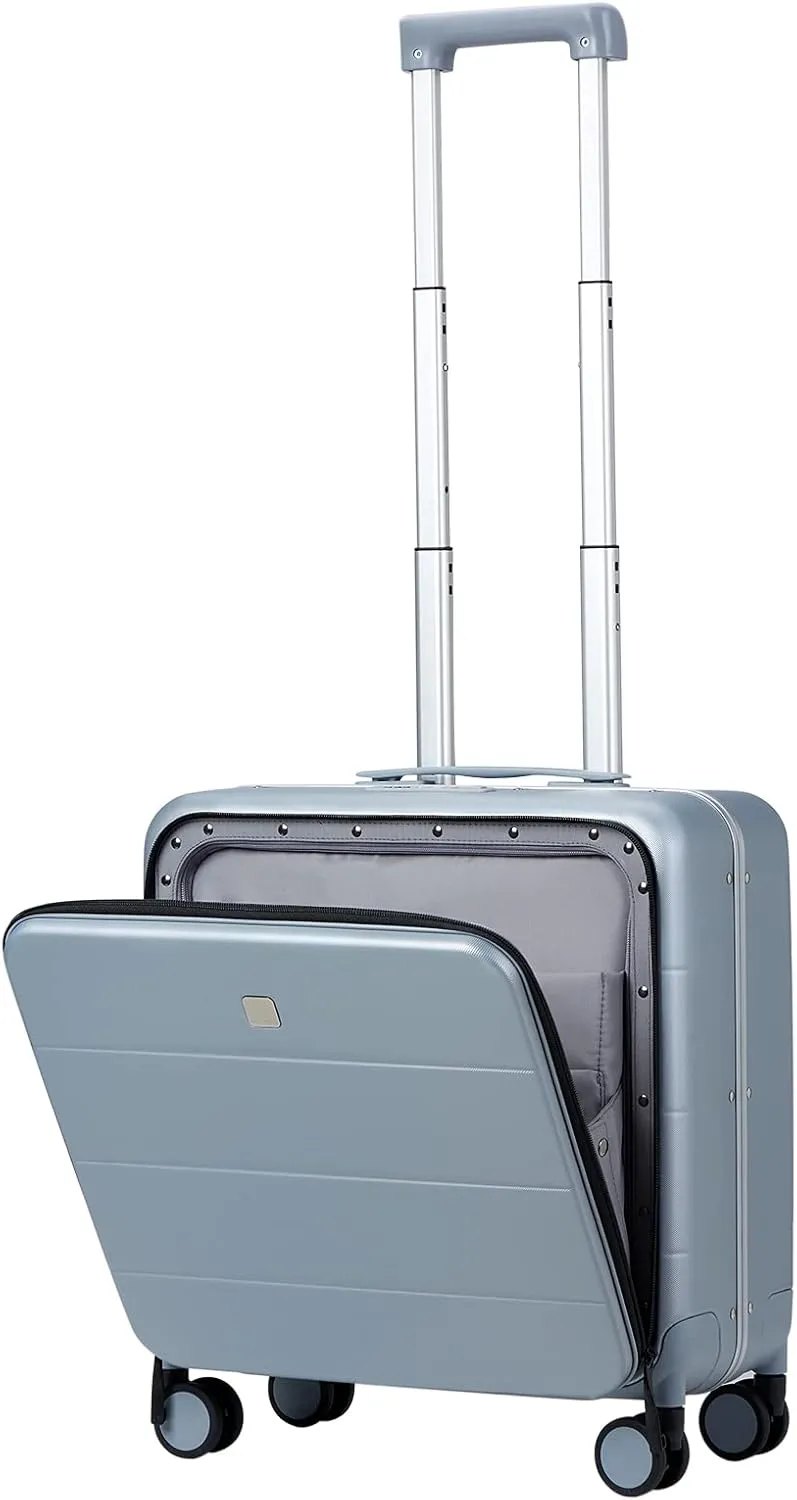 MILADA 18 Inch Carry On Luggage Hard Shell Suitcase With Wheels, TSA Travel Bag For Women Men Rolling Aluminum Frame Small Luggage, Grey