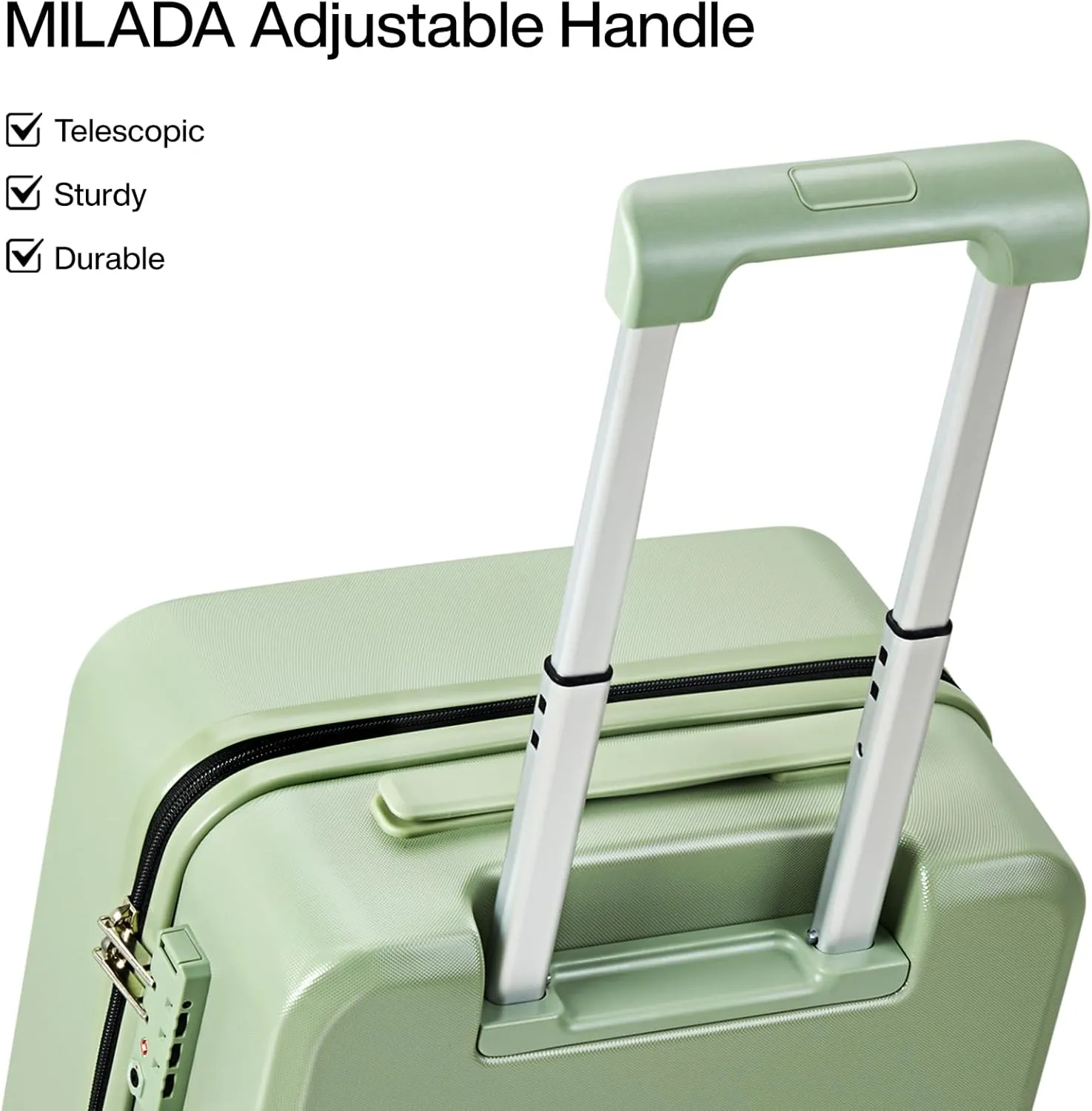 MILADA Underseat Carry On Luggage With Wheels 16 Inch Small Suitcase Underseat Carry On bag Mini Travel Luggage Personal Item Hard Case Luggage TSA Approved Luggage,Bamboo Green