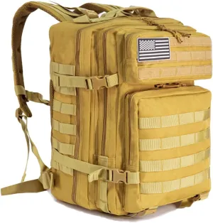 Military Tactical Backpack, Large Stronger Work & Army Camping Rucksack, 72H Assault Pack with Molle, for Hiking Fishing Outdoor(45L)