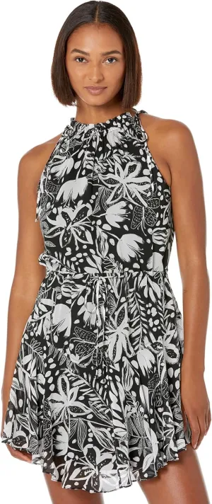 MILLY Gwin Painted Tiger Lily Dress Black/White 2