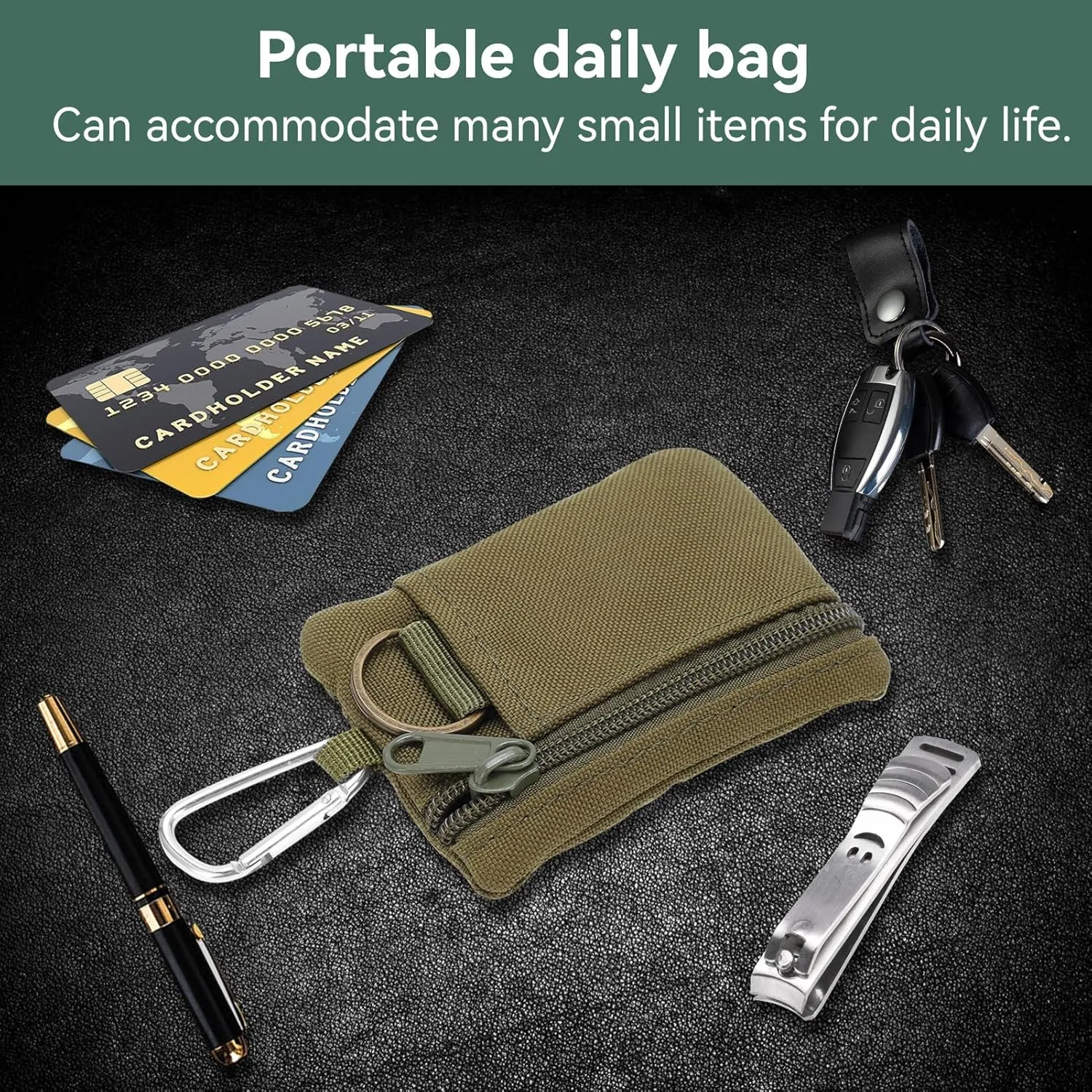 Mini Size EDC Utility Pouch Bags First Aid Pouch Organizer Storage Pouch Waist Pack with Carabiner
